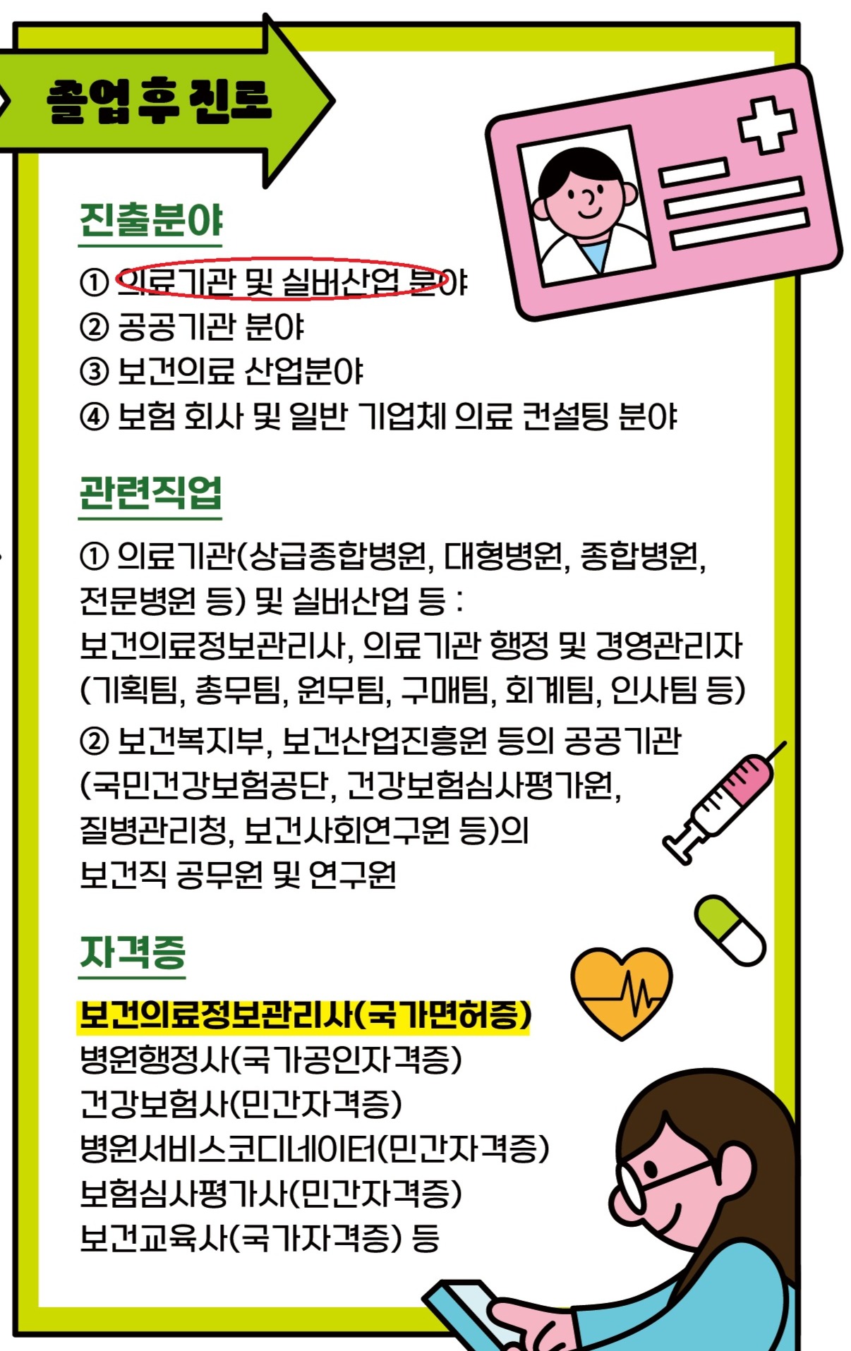 졸업 후 진로 분야 대표이미지